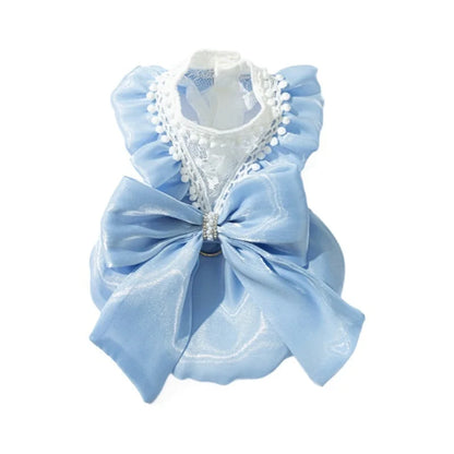 Adorable Small Dog Tutu Dress with Bowknot Lace, Princess Puppy Clothes, Outfit Apparel Female, Cute Cat or Dog Skirt, Patchwork Pet Dress