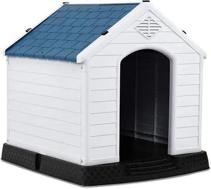 Waterproof Plastic Dog House, With Air Vents and Elevated Floor, Medium-Sized, For Outdoor Use, Easy Assembly