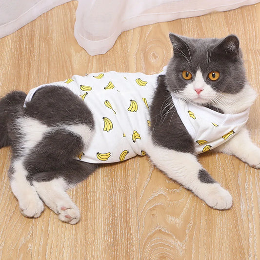 Pet Clothing Cat Recovery Suit, Postoperative Recovery Suit, E-Collar Alternative for Cats Dogs Puppy, Abdominal Skin Anti-Licking Pajamas