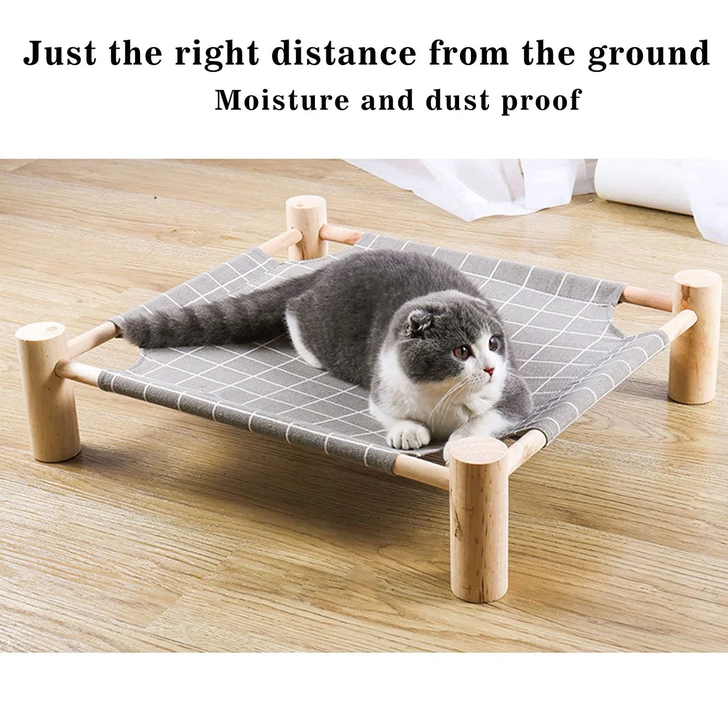 Raised Cat Hammock Bed, Removable and Washable Soft Mattress, Comfortable and Breathable Raised Cat Bed, Removable Indoor/Outdoor Pet Trampoline, Strong Structure and Stable, Suitable for Cats and Dogs