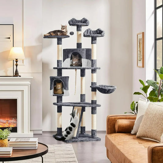 Tall Indoor Cat Tower, Multiple Cats, Many Levels