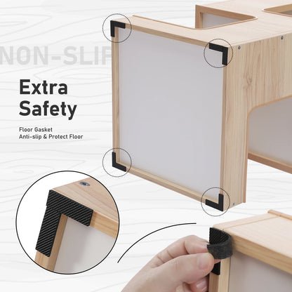 Wooden Cat Condo House with Plush Mats, Scratching Pad, Detachable Scratcher, Quality Furniture End Table Cat Condo