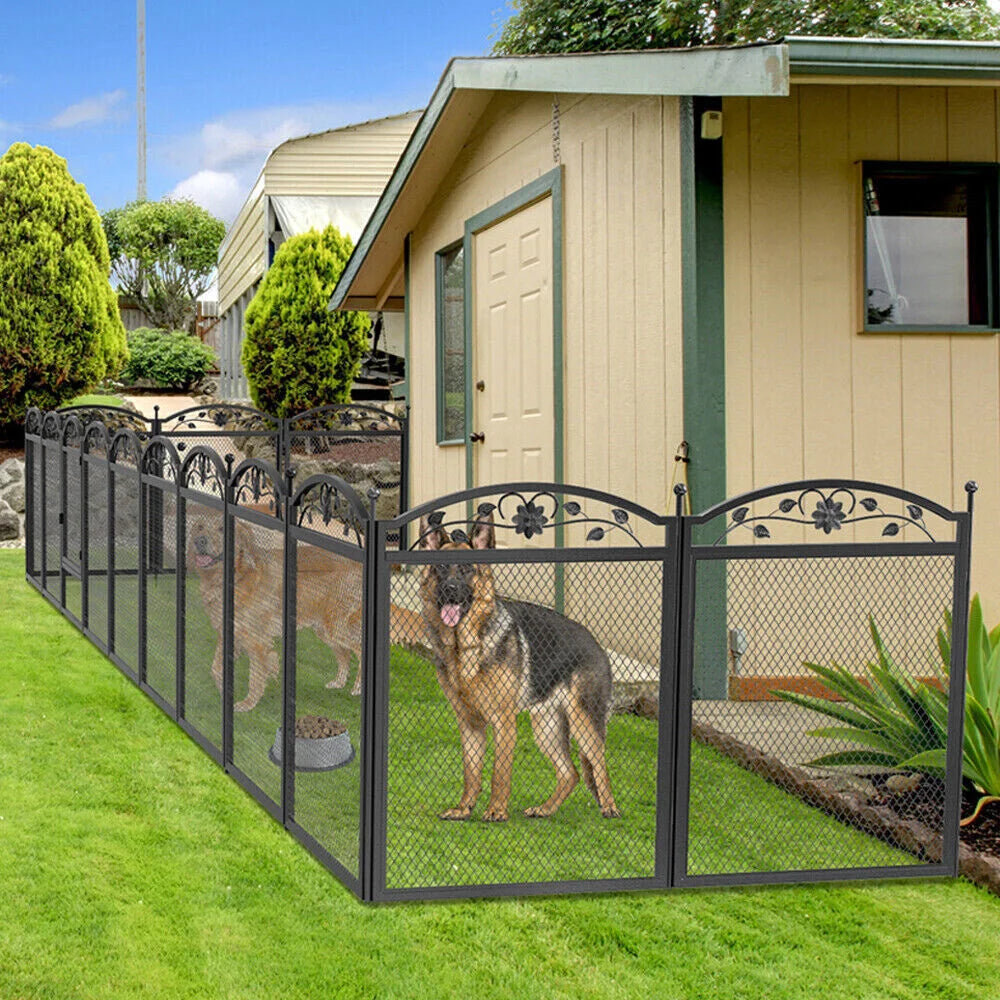 Heavy Duty Large Dog Playpen, Pet Exercise Run Enclosure Fence, Pet Whelping Pen Box with Waterproof Fertility Mat, Indoor Outdoor