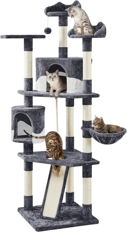 Tall Indoor Cat Tower, Multiple Cats, Many Levels