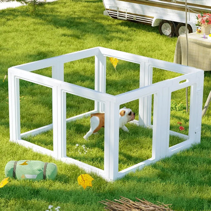 Modern Dog Playpen with Door, Clear Pet Playpen for Indoor/Outdoor, Easy to Install and Remove, Puppy Playpen for Dogs, Cats, Other Small Pets