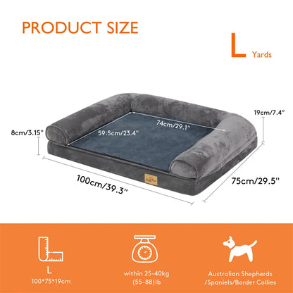 Large, XL, XXL Calming Dog Bed, Orthopedic Memory Foam Sofa Couch, Waterproof Removable Cover, Plush Mat for Large Dogs