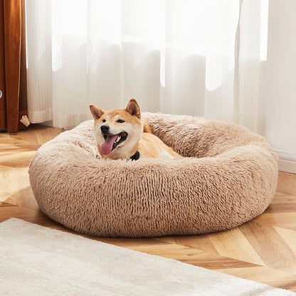 Calming Dog Bed for Small to Medium Dogs, Washable Pet Bed Anti-Slip, Round Fluffy Plush Dog Bed