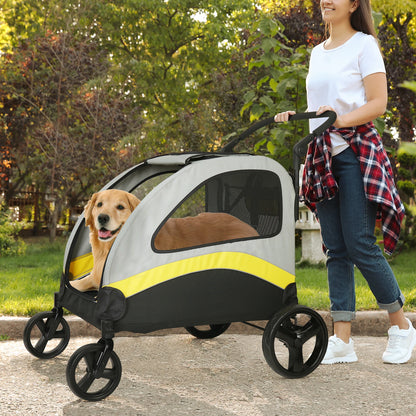 Portable Dog Stroller, 4 Wheels for Large Dogs, Foldable Pet Dog Cat Travel, Carriage Stroller, Breathable Carrier