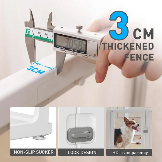 Modern Dog Playpen with Door, Clear Pet Playpen for Indoor/Outdoor, Easy to Install and Remove, Puppy Playpen for Dogs, Cats, Other Small Pets