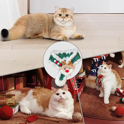 Pet Knitted Scarf, Holiday/Christmas Dog Bandanas, Adjustable, Dog Winter Neck Warmer