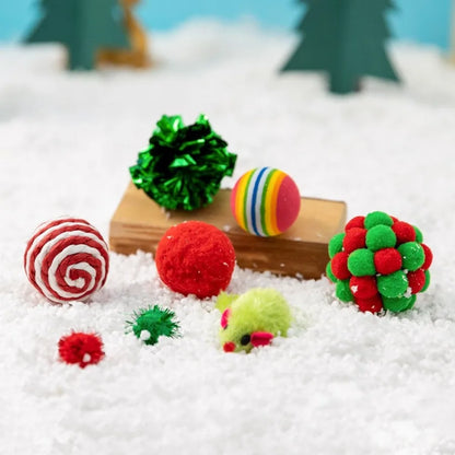 8-piece Cat Christmas Gift Set, Chew Toys For Cat/Dog, Interactive Play
