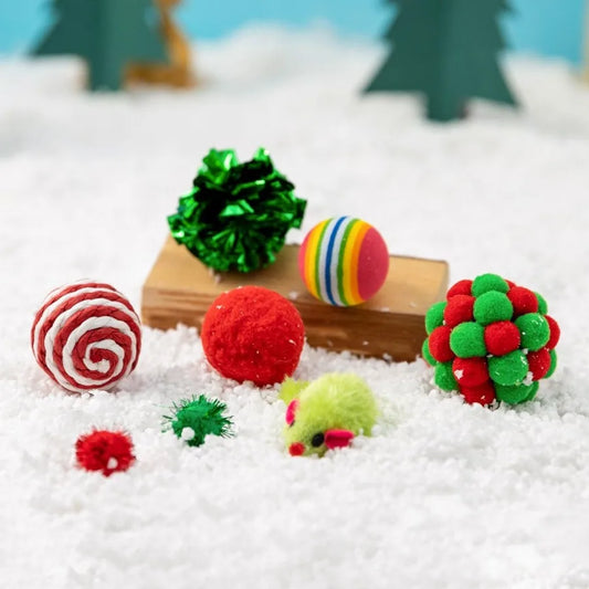 8-piece Cat Christmas Gift Set, Chew Toys For Cat/Dog, Interactive Play