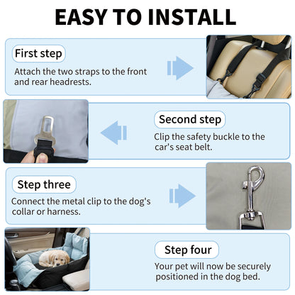 Small Dog Car Seat, Safe & Cozy Travel Bed and Carrier, For Small Dogs & Puppies, Pets Up to 22 Pounds