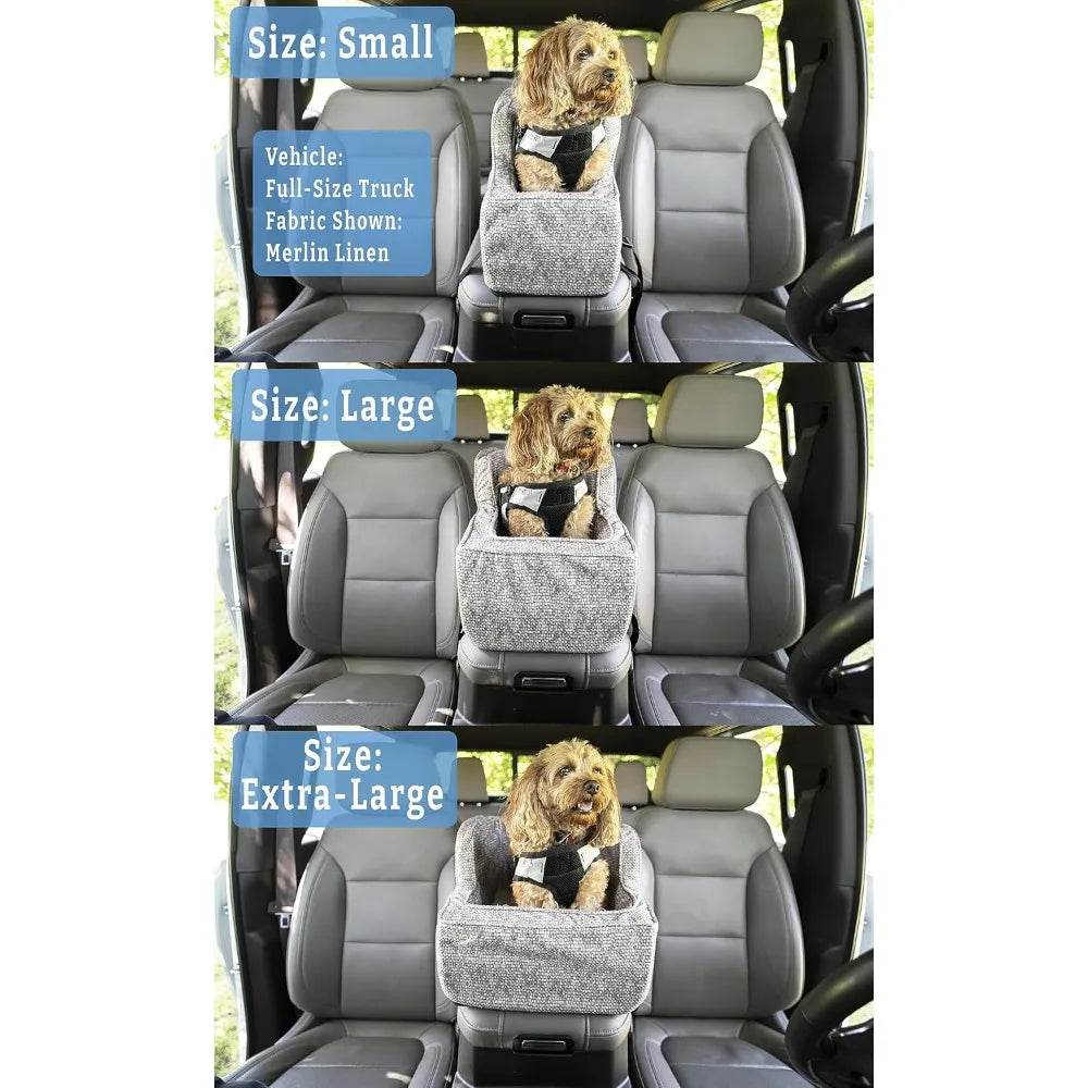 High-Back Console Dog/Cat Car Seat - Small Pqet Car Seat, Center Console Booster Bed for Small Size Dogs/Cats up to 12 lbs