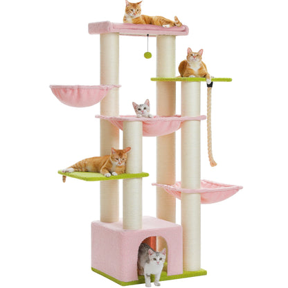 Large Cat Tree for Big Cats, Robust Cat Tower with Several Levels, Cat House Climbing Tree with Hammock ,11 Sisal Posts, Large Perch