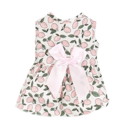 Beautiful Pet Skirt, Decorated Cat/Dog Skirt, Breathable Lemon Printing, Summer Dog Two-Legged Clothes