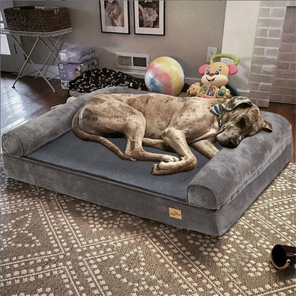 Large, XL, XXL Calming Dog Bed, Orthopedic Memory Foam Sofa Couch, Waterproof Removable Cover, Plush Mat for Large Dogs
