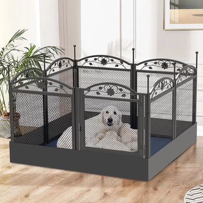 Heavy Duty Large Dog Playpen, Pet Exercise Run Enclosure Fence, Pet Whelping Pen Box with Waterproof Fertility Mat, Indoor Outdoor