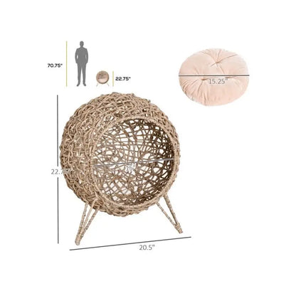 Cat Bed - Beige, Cozy Cat House, Soft & Comfortable Design, Ideal for Kittens and Cats