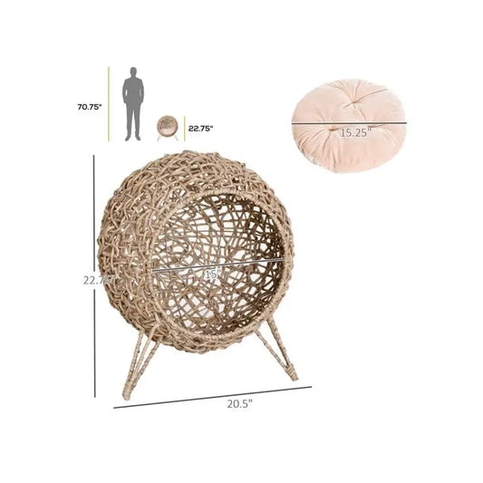 Cat Bed - Beige, Cozy Cat House, Soft & Comfortable Design, Ideal for Kittens and Cats