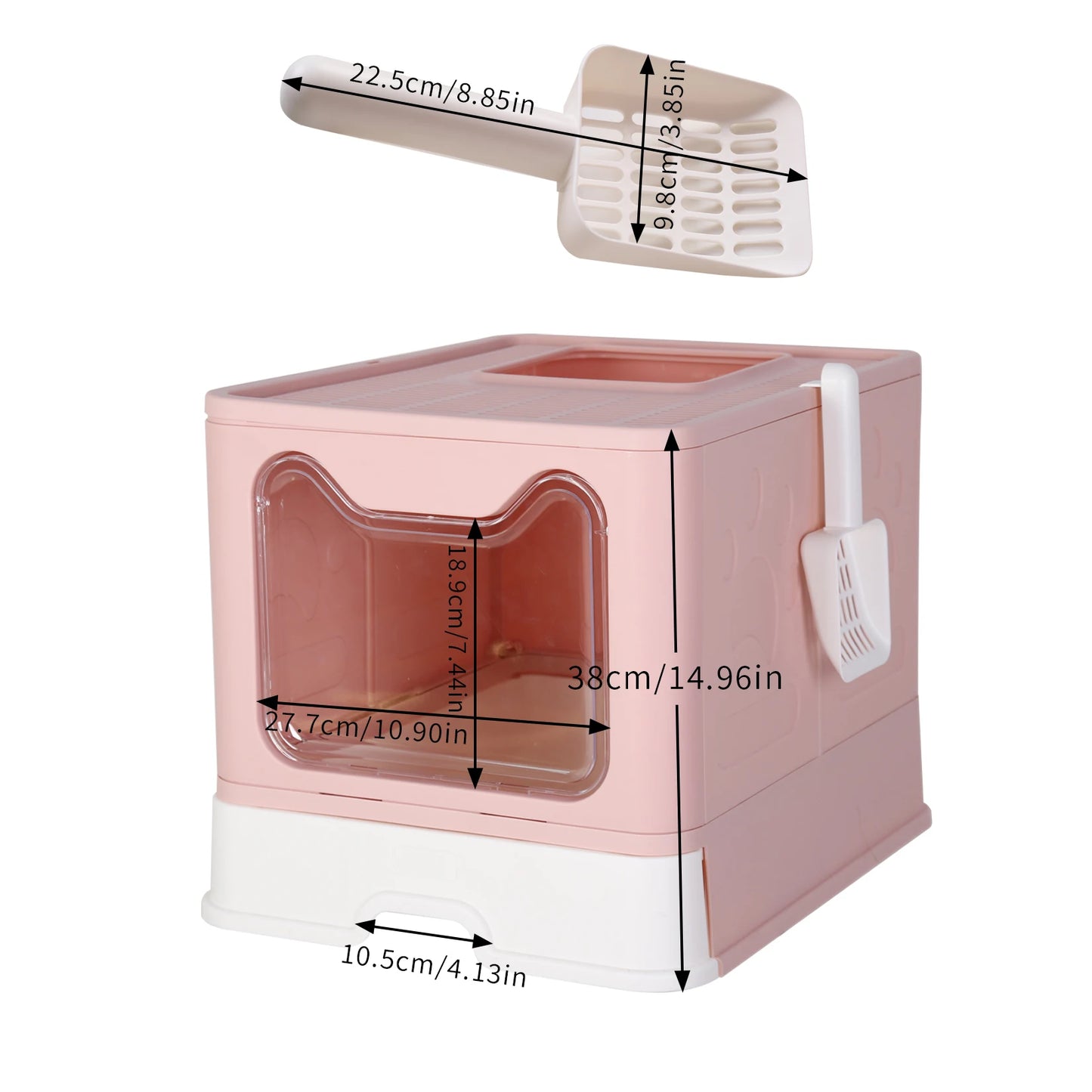 Modern Tidy Cat Litter Box, Flexible Cat House Furniture, Cat Potty with Portable Scoop Drawer