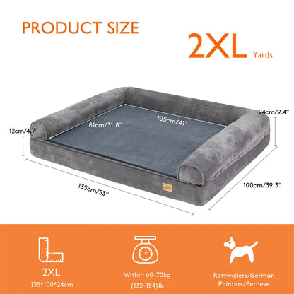 Large, XL, XXL Calming Dog Bed, Orthopedic Memory Foam Sofa Couch, Waterproof Removable Cover, Plush Mat for Large Dogs