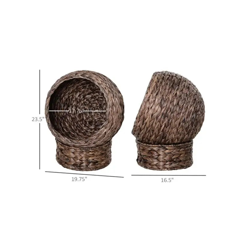 Cozy Cat Bed & House, Rattan, Plush Fabric Cushion, Elevated