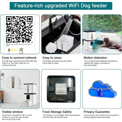 Automatic Dog/Cat Feeder with Camera: 5G WiFi Easy Setup 8L Motion Detection, Smart Cat/Dog Food Dispenser, Authenticity guarantee