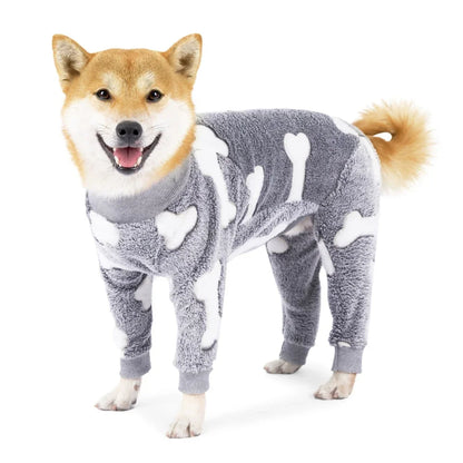Soft Dog Pajama - 4 Legged Warm Fleece - Stretchable Dog Pajamas, Onesie Pet Pjs, Full Body Cover - Dog Jumpsuit Clothing