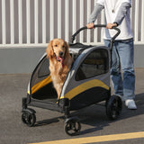 Portable Dog Stroller, 4 Wheels for Large Dogs, Foldable Pet Dog Cat Travel, Carriage Stroller, Breathable Carrier