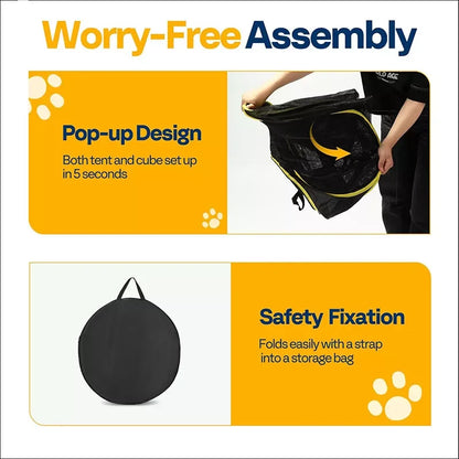 Outdoor Cat Enclosures 2-in-1, Portable Catio w/Cat Tent, Circle Playpen Tunnel