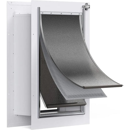 3-Flap Pet Door for Wall, Steel Frame and Telescoping Tunnel, Aluminum Lock, Triple Flap Dog Door and Cat Door, Strong