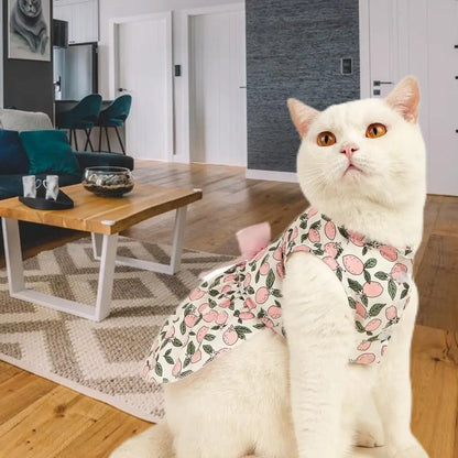 Beautiful Pet Skirt, Decorated Cat/Dog Skirt, Breathable Lemon Printing, Summer Dog Two-Legged Clothes