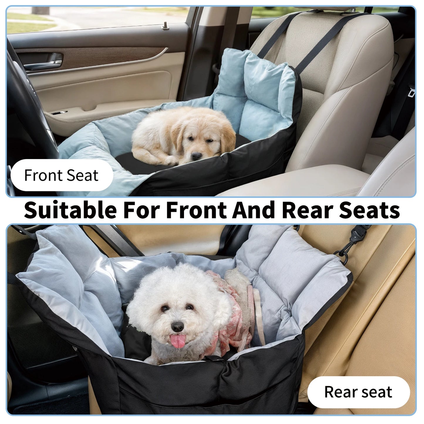 Small Dog Car Seat, Safe & Cozy Travel Bed and Carrier, For Small Dogs & Puppies, Pets Up to 22 Pounds