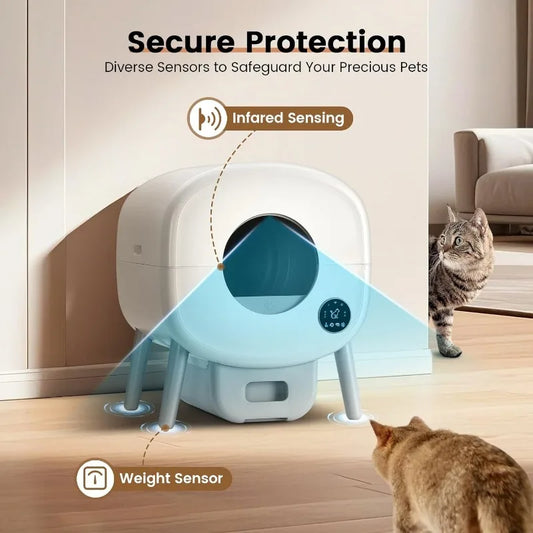 Extra Large Automatic Litter Box, Self Cleaning for Multiple Cats, Odor-Free, App-Controlled, Ambient Light, Waste Disposal