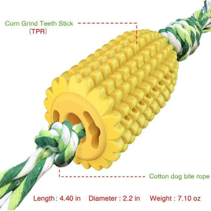 For Aggressive Chewers, Durable Squeaky Interactive Dog Toys, Puppy Chew Corn Stick