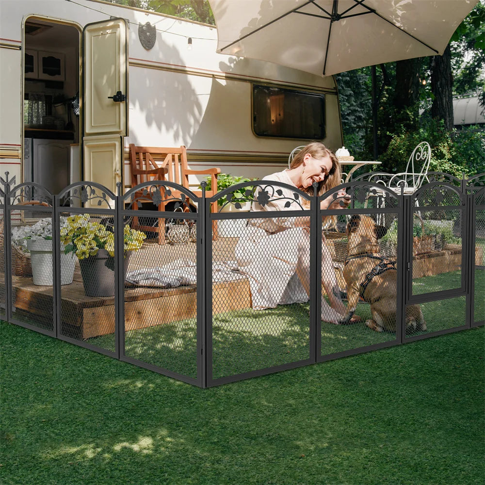 Heavy Duty Large Dog Playpen, Pet Exercise Run Enclosure Fence, Pet Whelping Pen Box with Waterproof Fertility Mat, Indoor Outdoor