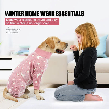 Soft Dog Pajama - 4 Legged Warm Fleece - Stretchable Dog Pajamas, Onesie Pet Pjs, Full Body Cover - Dog Jumpsuit Clothing