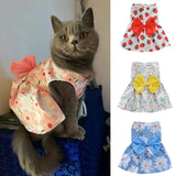 Fashion Cat Dresses With Bow, Cats & Small Dogs, Sphynx, Chihuahua, Fruit Flower Print Pet Clothes