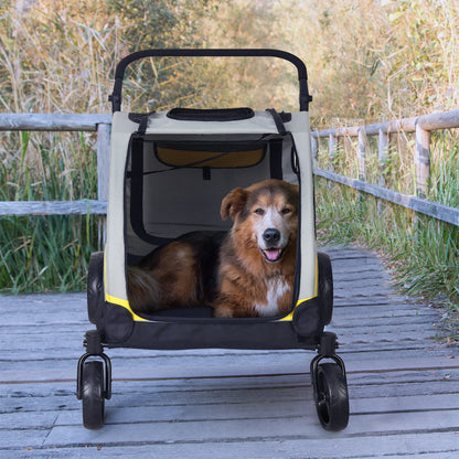 Portable Dog Stroller, 4 Wheels for Large Dogs, Foldable Pet Dog Cat Travel, Carriage Stroller, Breathable Carrier