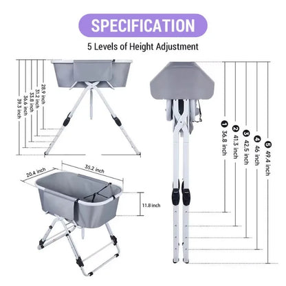 Elevated Dog Bath Tub, Bath Shower Grooming, Foldable Pet Dog Bathing Station, Adjustable, Ideal For Medium To Large Pets
