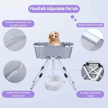 Elevated Dog Bath Tub, Bath Shower Grooming, Foldable Pet Dog Bathing Station, Adjustable, Ideal For Medium To Large Pets