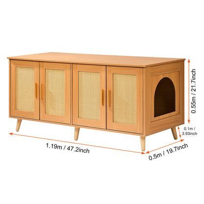 Cat Litter Box Enclosure for 2 Cats, Furniture, Hidden Wooden Cat Litter Box Cabinet