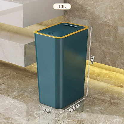 10L Odor Proof Trash Can, One-Touch Modern Design, Durable Plastic, Bathroom, Kitchen, Space Saving & Leakproof