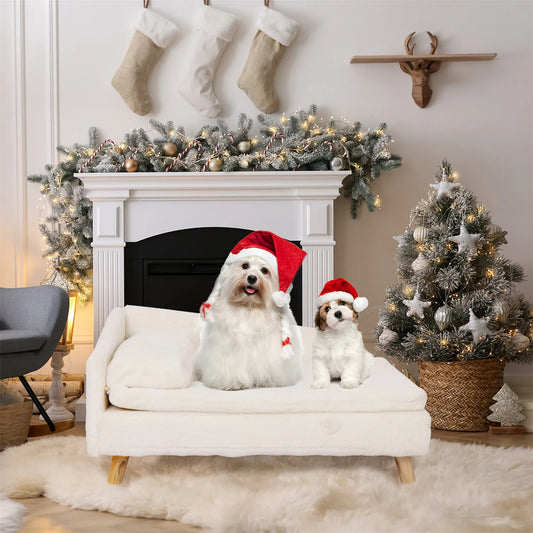 Waterproof Pet Sofa, Dog Cat Bed Couch, Raised Chair Lounger, Plush Cover Cushion