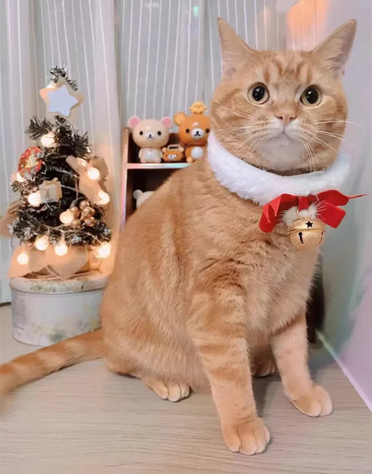 Christmas Theme Cat/Dog Collar, Scarf Bow Bell, Easy To Clean, Collar Warm, Cat And Dog Christmas Jewelry  Accessory