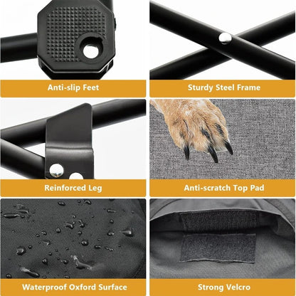 Elevated Dog Bed, Portable Raised Pet Cot, Indoor Folding Dog Bed, Padded Filling, Carrying Bag Included, Pet Camping Traveling