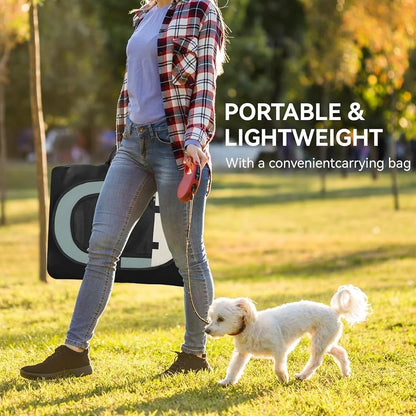 Portable Dog/Cat Playpen, Indoor-Outdoor Crate, Waterproof Foldable Pet Kennel, Easy Setup, 360 View