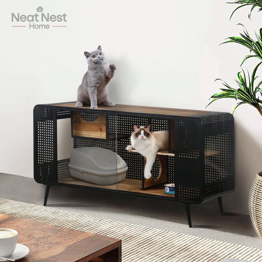 Spacious Cat House with Tempered Glass