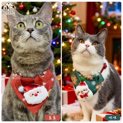 New Christmas Dog Triangle Scarf, Cat & Dog Adjustable Xmas Collars, Pet Dress Up Accessories, Santa Claus